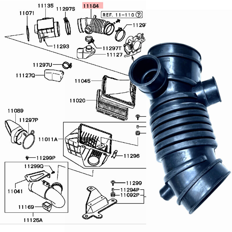 MR431975 MN153438 is applicable to the intake hoses of Mitsubishi Montero Pajero models K96W and K86W.